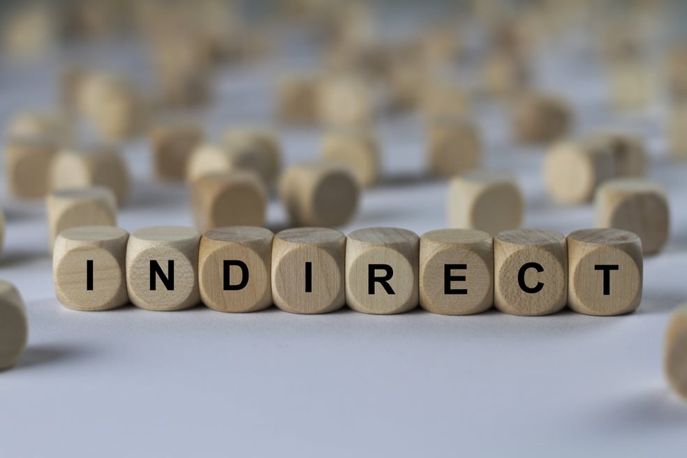 indirect - cube with letters, sign with wooden cubes